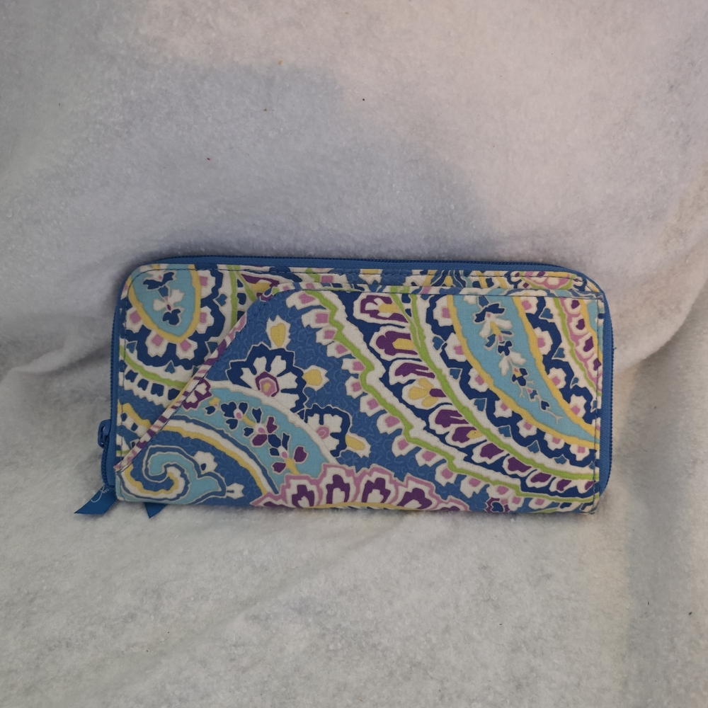 Vera Bradley Blue Multi Paisley Zip-Around Wallet